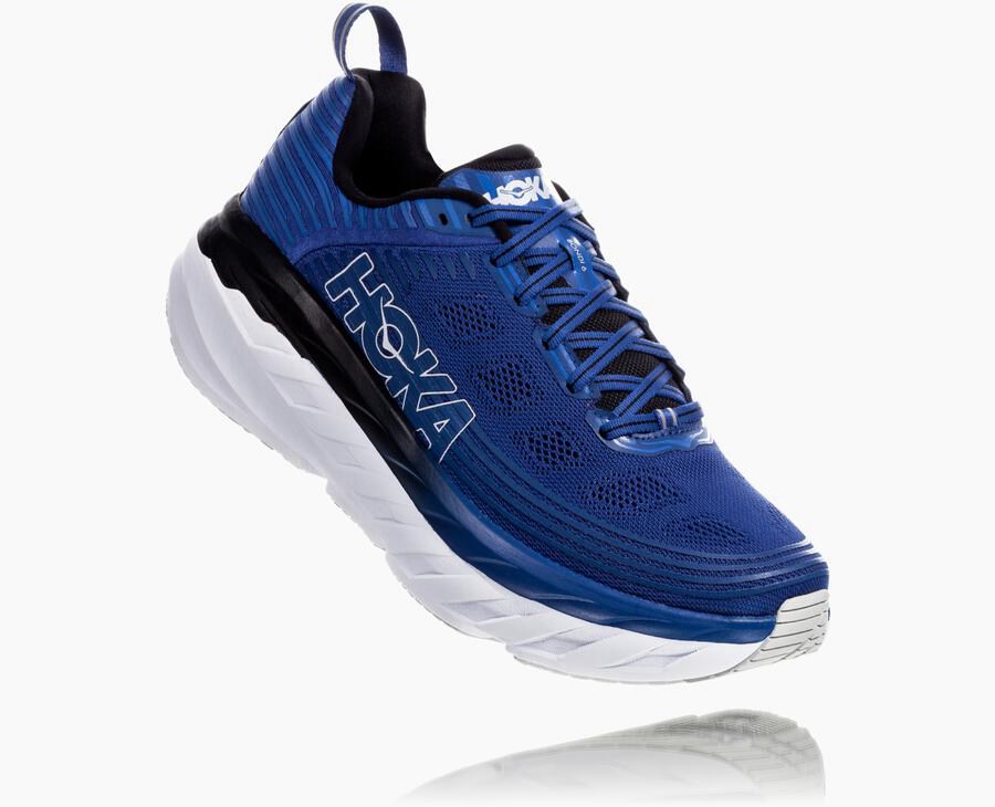 Hoka Mens Running Shoes NZ - Hoka Bondi 6 Blue/White (SHO458316)